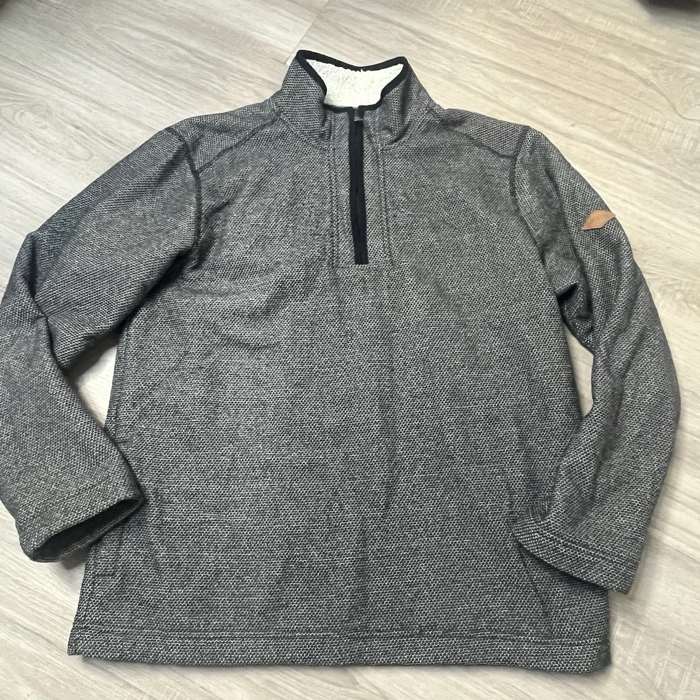 Orvis Brighton Mens Medium Black Sherpa Lined‎ Sweater 1/4 Zip Long Sleeve